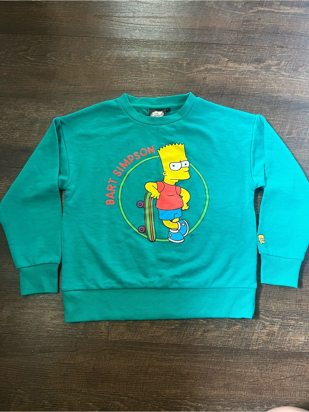Kids Teal Bart Simpson Skate Graphic Crewneck Sweater